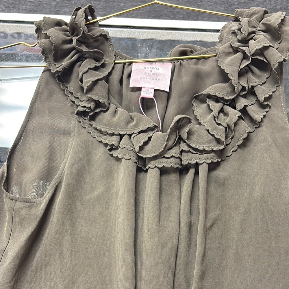 Romeo & Juliet Couture Ruffle Blouse - Taupe